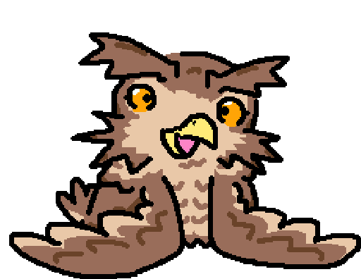 A MS Paint drawing of a derpy owl